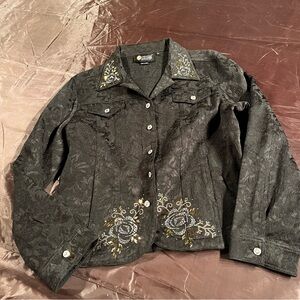 Christine Alexander Black Floral Jacket with Embellishments